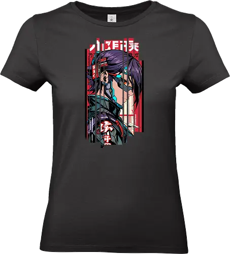 Futuristisches Cyberpunk-Mädchen - Anime, Manga, Ninja, Japan, Japanisch, Geek, Cyberpunk, Kanji, lm2kone, Pop Art - Standard T-Shirt (Frauen)