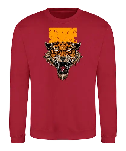 Angry Japanese Tiger Tattoo Tora - aesthetic, aggressive, angry, animal, anime, beast, big cat, gift, japan, japanese, japanese art, style, tattoo, kawaii, majestic, monster, mythology, power, samurai, scary, spiritual, tiger, tiger face, tiger warrior, tigers, tora, traditional, warrior, wild cat, Illustronii - Sweatshirt