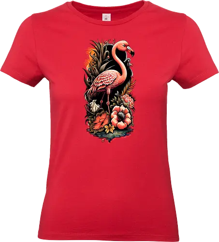 American Pink Flamingo Summer Vibes - adorable, american, flamingo, animal, beach, beautiful, bird, cute, exotic, summer, tattoo, flamingos, kawaii, nature, pink, pink flamingo, plants, positive, vibes, tropical, unique, wildlife, gift, illustronii - Standard T-Shirt (Frauen)