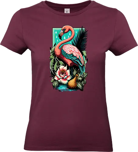American Pink Flamingo Summer Vibes - adorable, american, flamingo, animal, beach, beautiful, bird, cute, exotic, summer, tattoo, flamingos, kawaii, nature, pink, pink flamingo, plants, positive, vibes, tropical, unique, wildlife, gift, illustronii - Standard T-Shirt (Frauen)