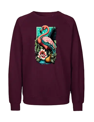 American Pink Flamingo Summer Vibes - adorable, american, flamingo, animal, beach, beautiful, bird, cute, exotic, summer, tattoo, flamingos, kawaii, nature, pink, pink flamingo, plants, positive, vibes, tropical, unique, wildlife, gift, illustronii - Fairtrade Sweatshirt