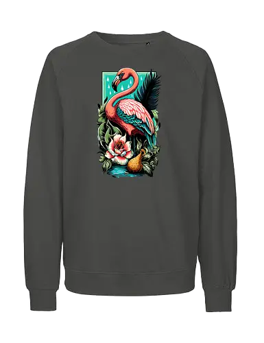 American Pink Flamingo Summer Vibes - adorable, american, flamingo, animal, beach, beautiful, bird, cute, exotic, summer, tattoo, flamingos, kawaii, nature, pink, pink flamingo, plants, positive, vibes, tropical, unique, wildlife, gift, illustronii - Fairtrade Sweatshirt