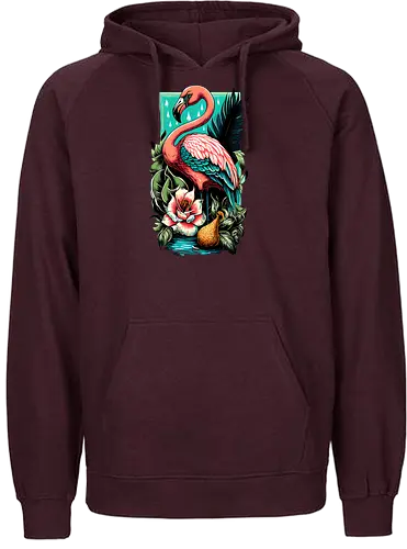American Pink Flamingo Summer Vibes - adorable, american, flamingo, animal, beach, beautiful, bird, cute, exotic, summer, tattoo, flamingos, kawaii, nature, pink, pink flamingo, plants, positive, vibes, tropical, unique, wildlife, gift, illustronii - Fairtrade Hoodie
