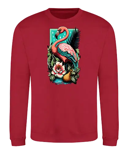 American Pink Flamingo Summer Vibes - adorable, american, flamingo, animal, beach, beautiful, bird, cute, exotic, summer, tattoo, flamingos, kawaii, nature, pink, pink flamingo, plants, positive, vibes, tropical, unique, wildlife, gift, illustronii - Sweatshirt