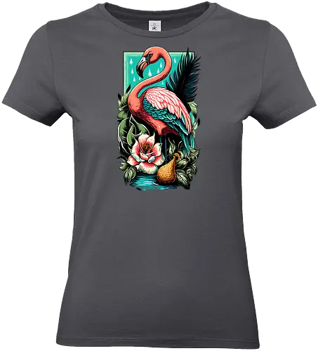 American Pink Flamingo Summer Vibes - adorable, american, flamingo, animal, beach, beautiful, bird, cute, exotic, summer, tattoo, flamingos, kawaii, nature, pink, pink flamingo, plants, positive, vibes, tropical, unique, wildlife, gift, illustronii - Standard T-Shirt (Frauen)