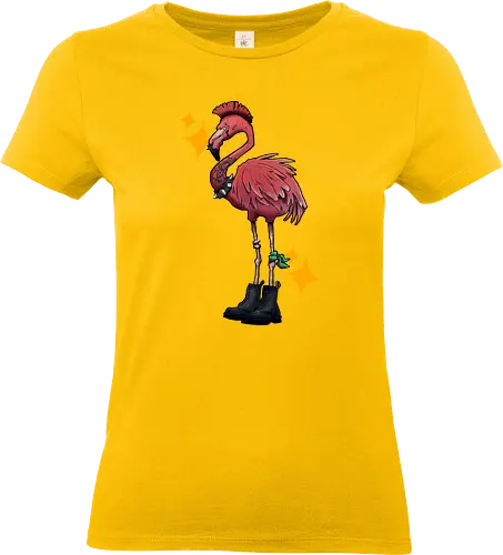 American Pink Punk Flamingo - adorable, punk, rock, metal music, american, flamingo, animal, beach, summer, tattoo, flamingos, kawaii, nature, pink, pink flamingo, plants, positive, vibes, tropical, unique, wildlife, gift, illustronii, beautiful, bird, cute, exotic - Standard T-Shirt (Frauen)