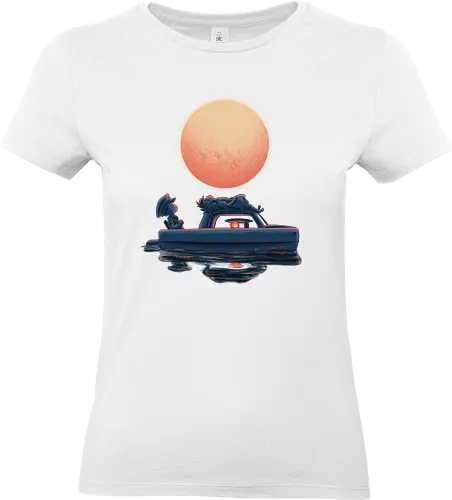 Boat Under The Moon - Ponyo, Sosuke, Boat, Moon - Standard T-Shirt (Frauen)