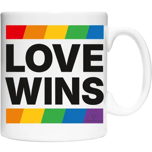 LOVE WINS - schwarz - Keramiktasse