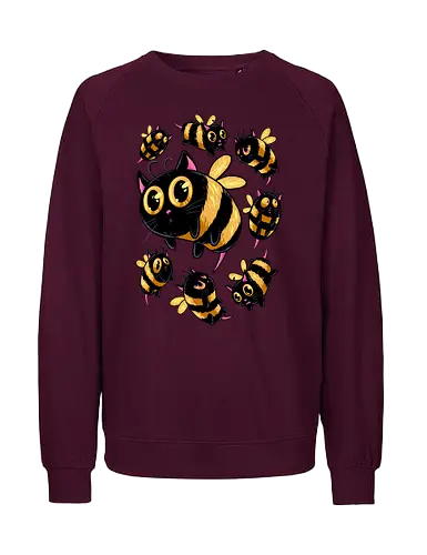the buzzing paws - cat, bee, animal, insect, bug, cute, funny, powerful, charm, happy - Fairtrade Sweatshirt