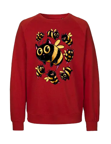 the buzzing paws - cat, bee, animal, insect, bug, cute, funny, powerful, charm, happy - Fairtrade Sweatshirt