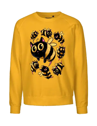 the buzzing paws - cat, bee, animal, insect, bug, cute, funny, powerful, charm, happy - Fairtrade Sweatshirt
