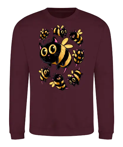 the buzzing paws - cat, bee, animal, insect, bug, cute, funny, powerful, charm, happy - Sweatshirt