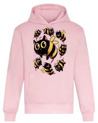the buzzing paws - cat, bee, animal, insect, bug, cute, funny, powerful, charm, happy - Heavyweight Hoodie