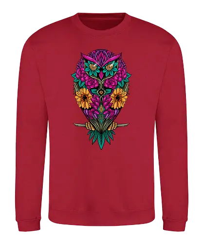 flying flowers - flower, owl, bird, colorful, illustration, rainbow, beautiful - Sweatshirt