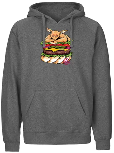 japanese burger  - fox, animal, food, burger, fastfood, ninetails, japanese - Fairtrade Hoodie
