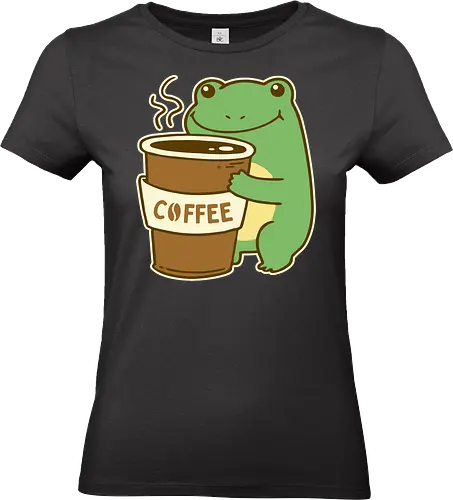 Frog Coffee - frog, coffee, drink, cute, animal, toad, mornings. - Standard T-Shirt (Frauen)