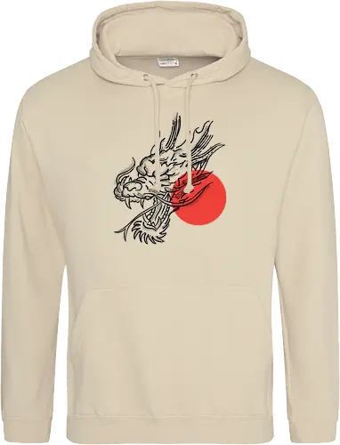 Japanese Dragon Red Sunset Stipple Tattoo