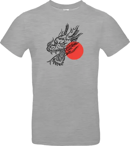 Japanese Dragon Red Sunset Stipple Tattoo