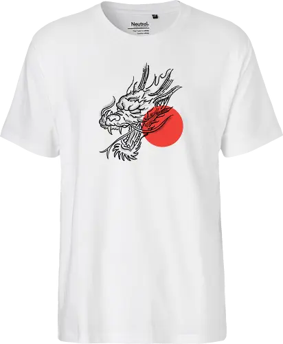 Japanese Dragon Red Sunset Stipple Tattoo