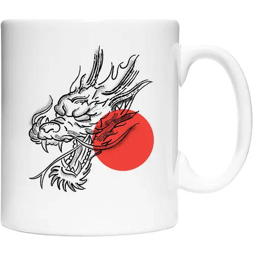 Japanese Dragon Red Sunset Stipple Tattoo