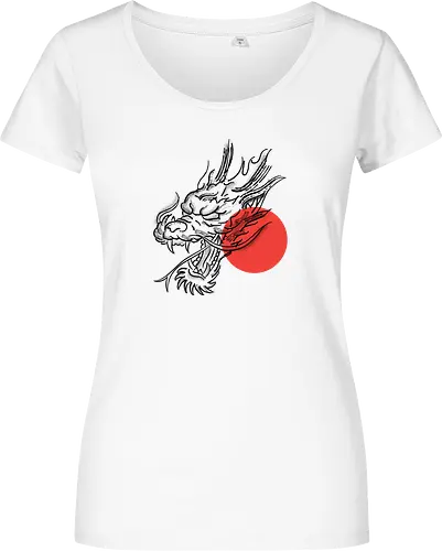 Japanese Dragon Red Sunset Stipple Tattoo