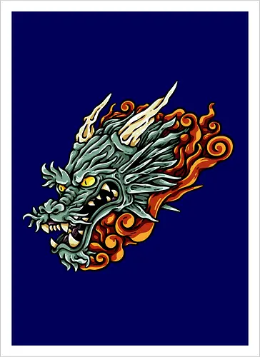 Green Asian Dragon Head Tattoo