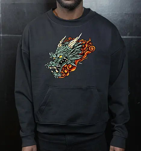 Green Asian Dragon Head Tattoo