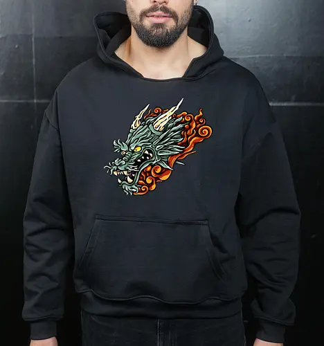 Green Asian Dragon Head Tattoo