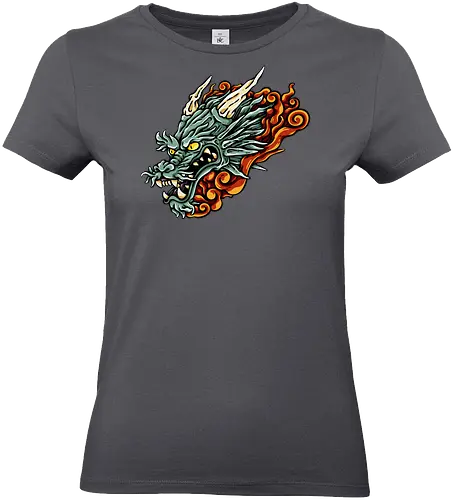 Green Asian Dragon Head Tattoo - aesthetic, angry dragon, anime, asian dragon, beast, Drachen, Tier, Wütender, europäischer, european dragon, fantasy, flying, gift, legendary, magical, legendär, monster, mystery, mythical, red dragon, year of the dragon, illustronii, Drache, dragon, illustration, tattoo, dragons, Fantasie - Standard T-Shirt (Frauen)
