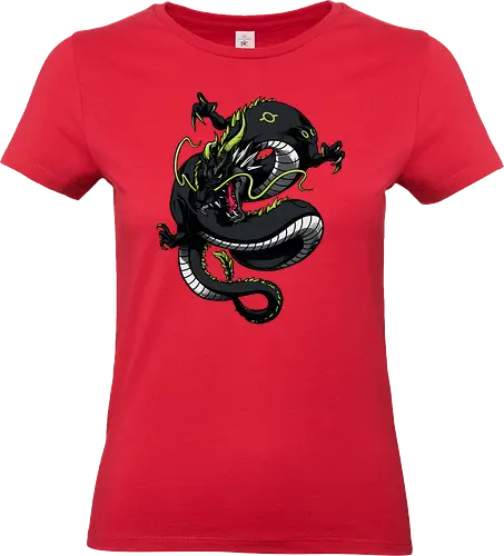 Black Japanese Dragon Tattoo - Drache, dragon, illustration, tattoo, dragons, Fantasie, european dragon, fantasy, flying, gift, legendary, magical, legendär, monster, mystery, mythical, red dragon, year of the dragon, illustronii, aesthetic, angry dragon, anime, asian dragon, beast, Drachen, Tier, Wütender, europäischer - Standard T-Shirt (Frauen)