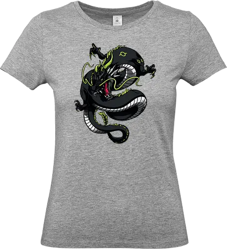 Black Japanese Dragon Tattoo - Drache, dragon, illustration, tattoo, dragons, Fantasie, european dragon, fantasy, flying, gift, legendary, magical, legendär, monster, mystery, mythical, red dragon, year of the dragon, illustronii, aesthetic, angry dragon, anime, asian dragon, beast, Drachen, Tier, Wütender, europäischer - Standard T-Shirt (Frauen)