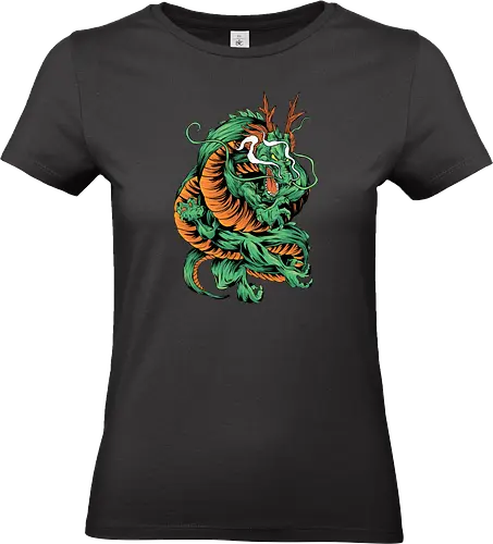 Angry Japanese Dragon Tattoo - legendär, monster, mystery, mythical, red dragon, year of the dragon, illustronii, aesthetic, angry dragon, anime, asian dragon, beast, Drachen, Tier, Wütender, europäischer, Drache, dragon, illustration, tattoo, dragons, Fantasie, european dragon, fantasy, flying, gift, legendary, magical - Standard T-Shirt (Frauen)