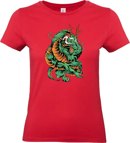 Angry Japanese Dragon Tattoo - legendär, monster, mystery, mythical, red dragon, year of the dragon, illustronii, aesthetic, angry dragon, anime, asian dragon, beast, Drachen, Tier, Wütender, europäischer, Drache, dragon, illustration, tattoo, dragons, Fantasie, european dragon, fantasy, flying, gift, legendary, magical - Standard T-Shirt (Frauen)