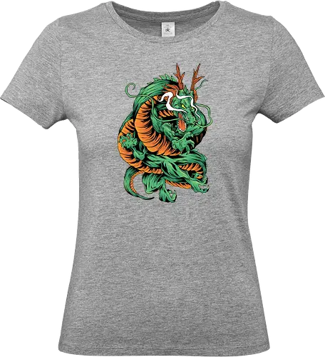 Angry Japanese Dragon Tattoo - legendär, monster, mystery, mythical, red dragon, year of the dragon, illustronii, aesthetic, angry dragon, anime, asian dragon, beast, Drachen, Tier, Wütender, europäischer, Drache, dragon, illustration, tattoo, dragons, Fantasie, european dragon, fantasy, flying, gift, legendary, magical - Standard T-Shirt (Frauen)
