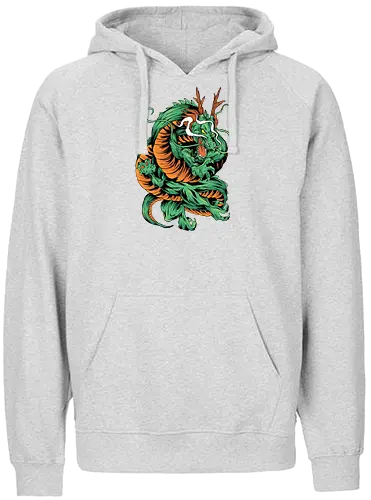 Angry Japanese Dragon Tattoo - legendär, monster, mystery, mythical, red dragon, year of the dragon, illustronii, aesthetic, angry dragon, anime, asian dragon, beast, Drachen, Tier, Wütender, europäischer, Drache, dragon, illustration, tattoo, dragons, Fantasie, european dragon, fantasy, flying, gift, legendary, magical - Fairtrade Hoodie