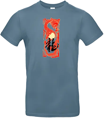 Japanese Dragon Sunset Tattoo - aesthetic, angry dragon, anime, asian dragon, beast, Drachen, Tier, Wütender, europäischer, Drache, dragon, illustration, tattoo, dragons, Fantasie, european dragon, fantasy, flying, gift, legendary, magical, legendär, monster, mystery, mythical, red dragon, year of the dragon, illustronii - Standard T-Shirt