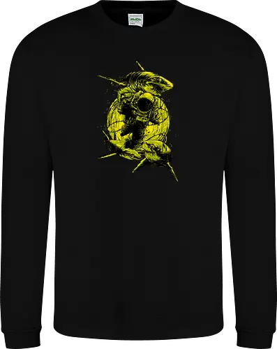 Astronaut Outer Space Deep Sea Diver Sharks Attack