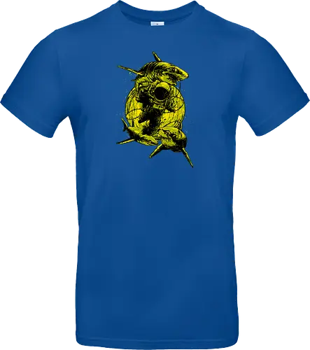 Astronaut Outer Space Deep Sea Diver Sharks Attack