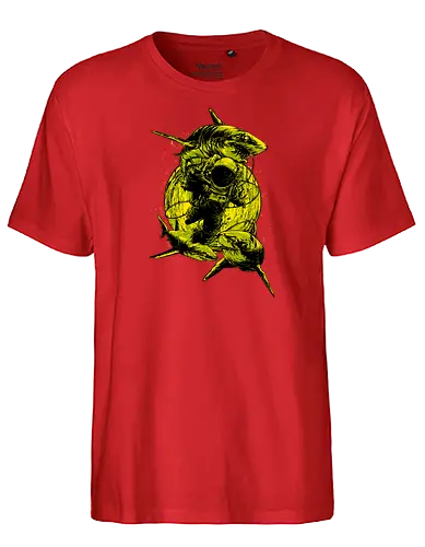 Astronaut Outer Space Deep Sea Diver Sharks Attack - shark, cool, cosmic, cosmonaut, cosmos, sea diver, explorer, fantasy, fish, galaxy, gravity, interstellar, moon, outer space, planet, planets, road trip, sci fi, science, science fiction, sky, solar system, space helmets, space travel, spaceflight, spaceman, stars, trippy, universe, illustronii, astral, astronaut, astronauts, astronomy, sharks - Fairtrade T-Shirt