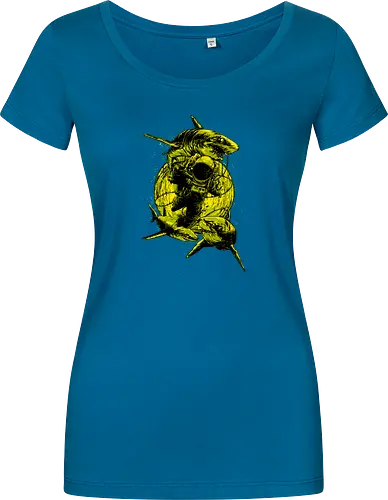 Astronaut Outer Space Deep Sea Diver Sharks Attack