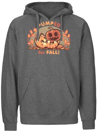 Pumped for Fall - herbst, kürbis, katze, aufgeregt, aufregung, jahreszeit, beste jahreszeit, feiertag, bester feiertag, kann nicht warten, fall, pumpkin, cat, autumn, excited, excitement, season, best season, holiday, best holiday, cant wait, Halloween, orange, palette, cute - Fairtrade Hoodie