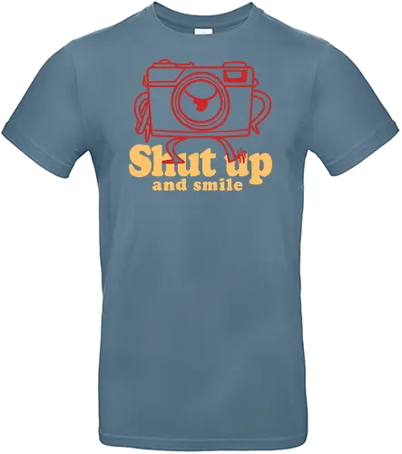 Shut up and smile - photograph, oldschool, camera, doodle - Standard T-Shirt