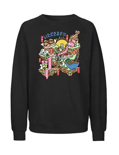 Itadakimasu  - itadakimasu, japanese food, ramen, noodles, taiyaki, takoyaki, onigiri, tempura, sushi, cats, funny - Fairtrade Sweatshirt