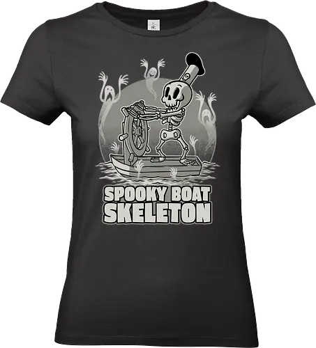 Spooky Boat Skeleton - steamboat, spooky, scary, halloween, internet, meme, memes, cartoon, retro, vintage, classic, cult, animation, underworld, skull, skeleton, ghost, dead, boat - Standard T-Shirt (Frauen)