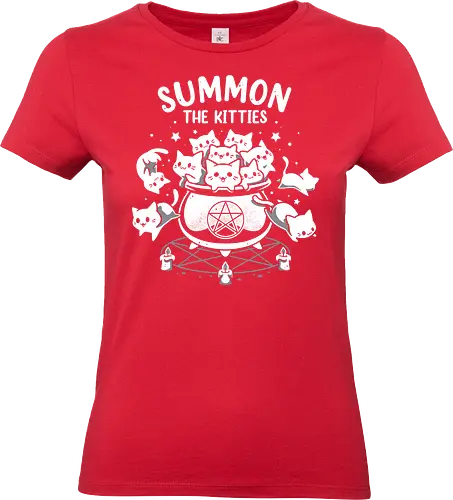 Summon The Kitties - cute cats, funny, witch, cauldron, magic, ritual, summoning, kittens, halloween, adorable - Standard T-Shirt (Frauen)