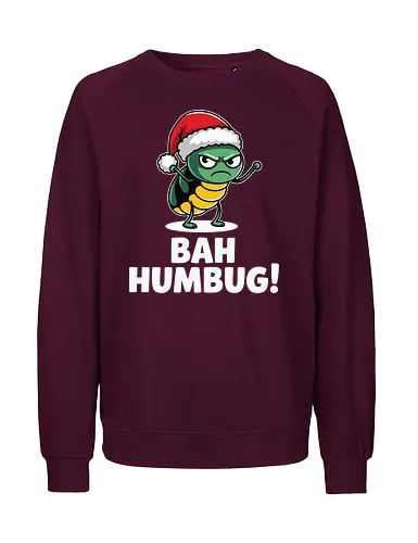 BAH HUMBUG - christmas, grumpy, insect, santa hat, holiday, humor, cartoon, festive, displeased - Fairtrade Sweatshirt