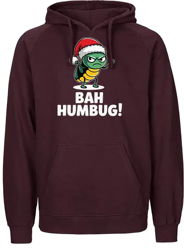 BAH HUMBUG - christmas, grumpy, insect, santa hat, holiday, humor, cartoon, festive, displeased - Fairtrade Hoodie