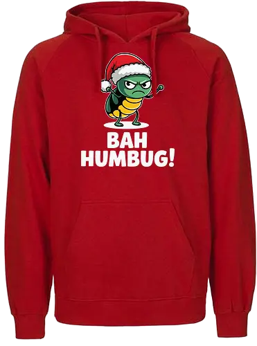 BAH HUMBUG - christmas, grumpy, insect, santa hat, holiday, humor, cartoon, festive, displeased - Fairtrade Hoodie