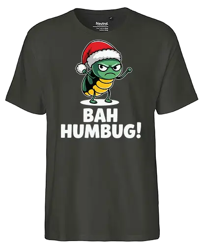 BAH HUMBUG - christmas, grumpy, insect, santa hat, holiday, humor, cartoon, festive, displeased - Fairtrade T-Shirt