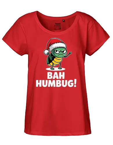 BAH HUMBUG - christmas, grumpy, insect, santa hat, holiday, humor, cartoon, festive, displeased - Fairtrade Girl Shirt